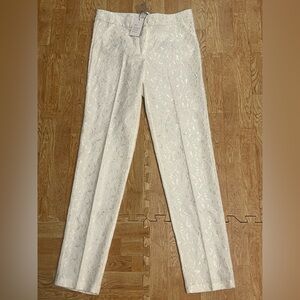 NWT White Lace Overlay Pants Women’s Slim Fit Dress Pants Elegant Chic